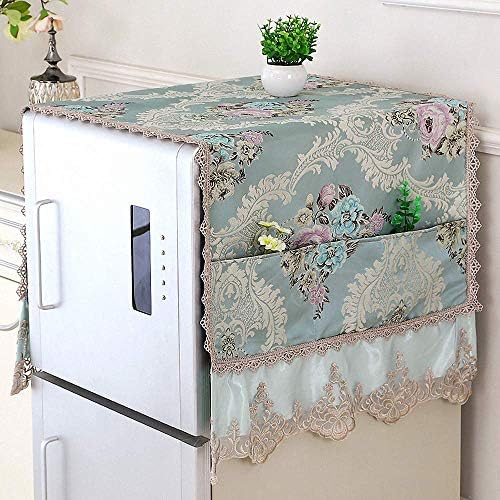 Vintage Lace Border Refrigerator Dust Cover Fridge Caddy Dust Cover Towel Hanging Bag Sundries Organizer Freezer Top Storage Bag Kitchen Locker Shelf Extender Home Decor, Green
