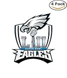 Philadelphia Eagles 2018 Super Bowl 52 Champions 4X4 Inches Decal Football 4 Stickers