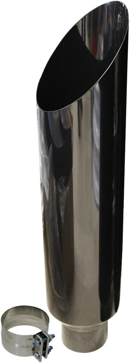 PETAPARTS PEN 72-030-8536 8" Gloss Black Stainless Miter Cut Diesel Exhaust (Stack Smokers 5" ID Inlet 36" Long)
