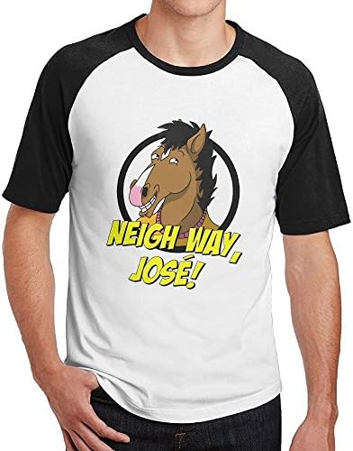 Anatoly Men's BoJack Cartoon Horseman Raglan Baseball T Shirt Black XL