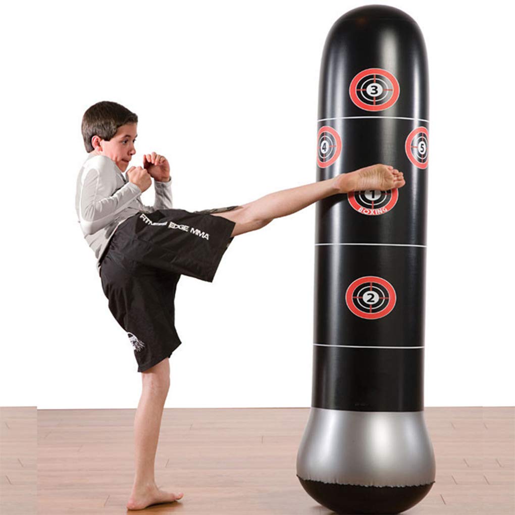 Inflatable Standing Punch Bag, 1.45m Height, with Striking Targets for Boxing, MMA, Muay Thai, Kickboxing Training, Suitable for Kids and Adults