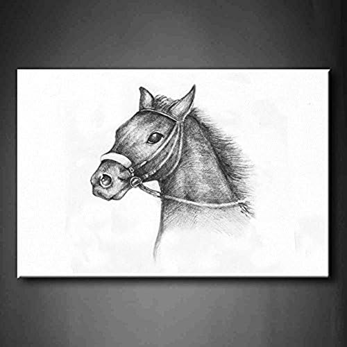 Fitting You Canvas Black And White Drawing Of A Horse Head On White Ground Wall Art Painting Picture Print On Canvas Animal Pictures
