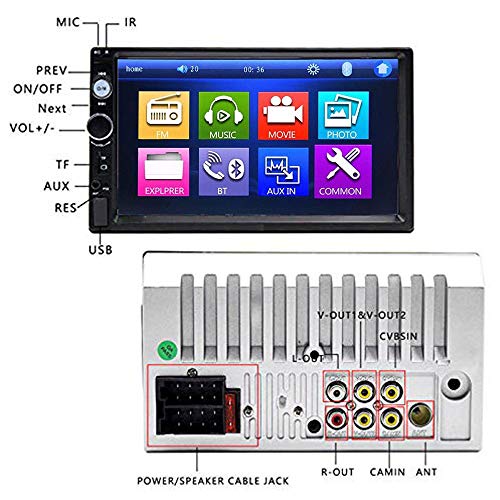AMprime Car Radio Bluetooth 7'' Touch Screen 2 din MP5 Player Android Phone Mirror Link with USB/AUX-in/SD Card Slot + Backup Camera + Steering Wheel Control - Thumbnail 2