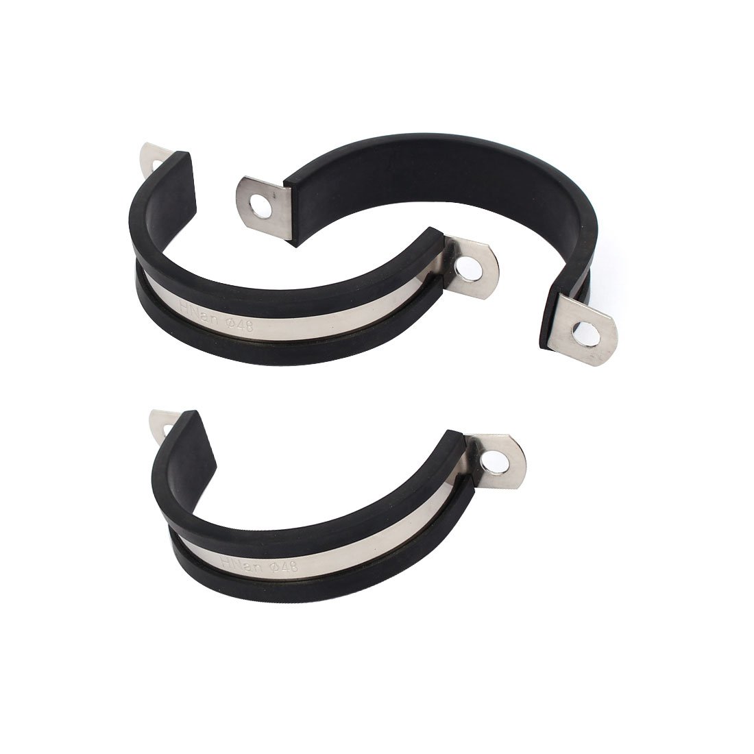 Sourcingmap 48mm Dia EPDM Rubber Lined U Shaped Pipe Tube Wire Clamps Clips 3pcs