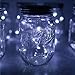 6 Pack Mason Jar Lights, 20 LED Solar Cold White Fairy String Lights Lids Insert for Garden Deck Patio Party Wedding Christmas Decorative Lighting Fit for Regular Mouth Jars