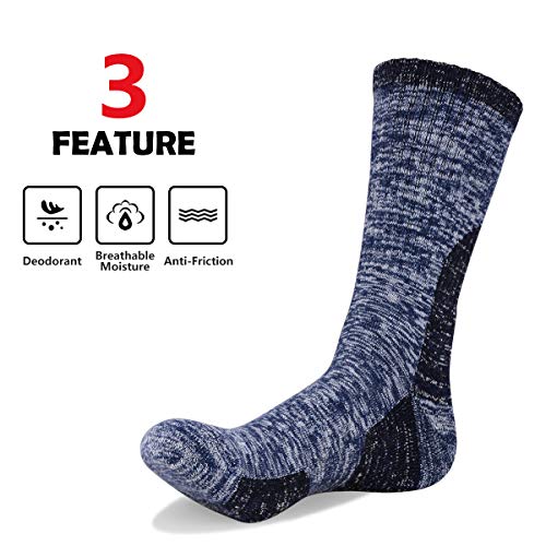 [- YUEDGE 2 Pairs Men's Walking Socks Wicking Cushion Breathable Crew Socks Outdoor Multi Performan