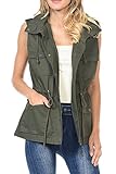 Califul Anorak Lightweight Utility Hooded Parka Sleeveless Vest with Drawstring