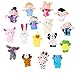 OPount 16 Pcs Soft Plush Animal Finger Puppets Set Including 10 Pcs Animal + 6 Pcs People Family Members Educational Toys