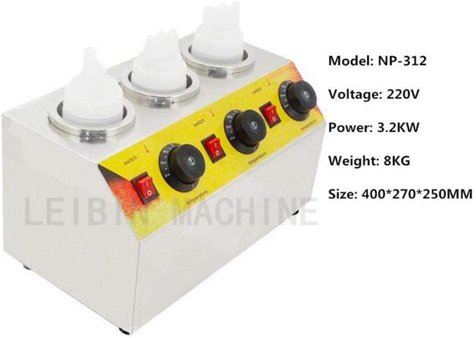 MEIJIQI Commercial Electrice Triple Sauce Bottles Warmer Hot Cheese Chocolate 3 Bottles Warming Machine Dispenser Melter,Threecylinder