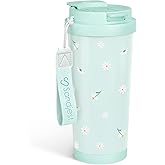 SANDJEST Daisy Tumbler - Stainless Steel 2-in-1 Lid Coffee Tumbler 18 oz, Insulated Floral Travel Mug Gift for Women Girls Teen Mother, Birthday Christmas