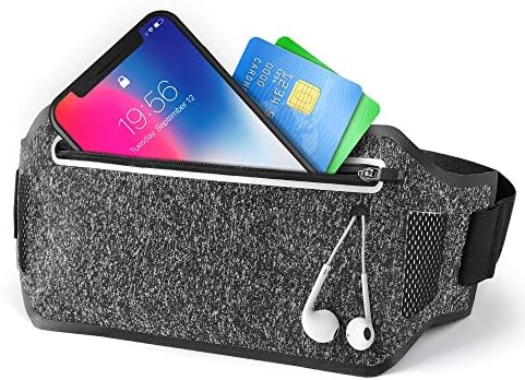 HOMMINI Running Belt, Waist Bag Lightweight Waist Packs,with Adjustable Elastic Strap Waterproof Breathable Cycling Bum Bag With Headphone Hole, Outdoor Sport Hiking for Men Women