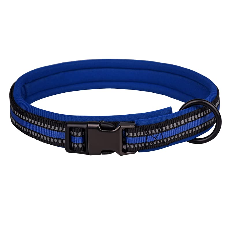 haoyueer Reflective Nylon Dog Collar with Safety Buckle, Adjustable Pet Collars with Soft Neoprene Padding for Small Medium Large Dogs (XS fit neck 25-32cm, Blue)