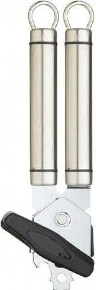 KitchenCraft Oval Handled Professional Stainless Steel Tin Opener, Silver Manual Can Opener, Includes Bottle Opener, Dishwasher Safe, 22.5cm