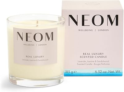 Neom Real Luxury Scented Candle 1 Wick Lavender Jasmine Sandalwood 35h