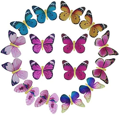Butterfly Hair Clips Gold Glitter Barrette Headband Hairband Christmas Women Girls Kids Baby Headdress Headwear Headpiece Party Decoration Cosplay Costume Cute Handmade Hair Accessories 16 Pack