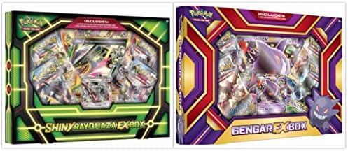Pokemon Trading Card Game Shiny Rayquaza EX Box and Gengar EX Box Collection Box Bundle, 1 of Each