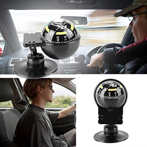 1 Pc Black Ball Dashboard Compass Keychain Dash Mount Navigation Car Boat Truck Suction Survival Emergency Life Tactical Eminent Popular Outdoor Camping Waterproof Whistle Backpack Map Guide Tool Kit