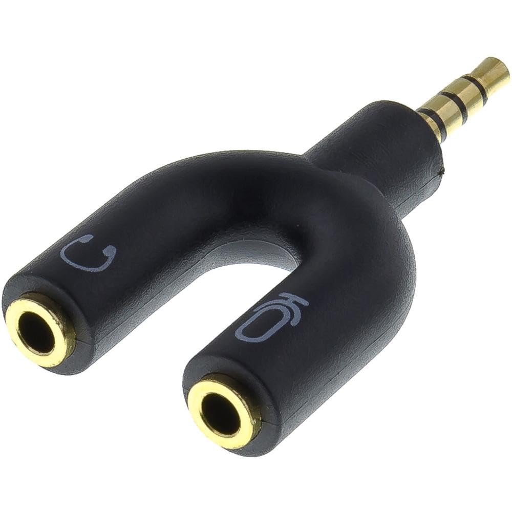 SENCOR SAV 188-000 Adaptor 3.5 Jack Plug 4-Pin to 2x Jack Socket 3-Pin (Headphone Adapter for Notebooks) 3.5 Jack 4P M-2x F P
