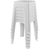 Kekow 6-Pack 18.7 inch Height Square Portable Plastic Seat Stool, White | Convenient Carry Hole, Stable Support Legs, Stackable for Storage, for Home Restaurant School Party Use