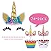 Unicorn Cake Topper with Eyelashes and Unicorn Cupcake Toppers & Wrappers Set - Unicorn Party Decorations Kit for Birthday Party, Baby Shower and Wedding