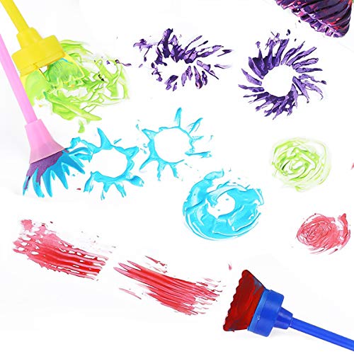 Early Learning Kids Paint Set,42pcs Sponge Painting Brushes Kit Sponge Drawing Paint Tools for Toddler with Painting Smock Apron