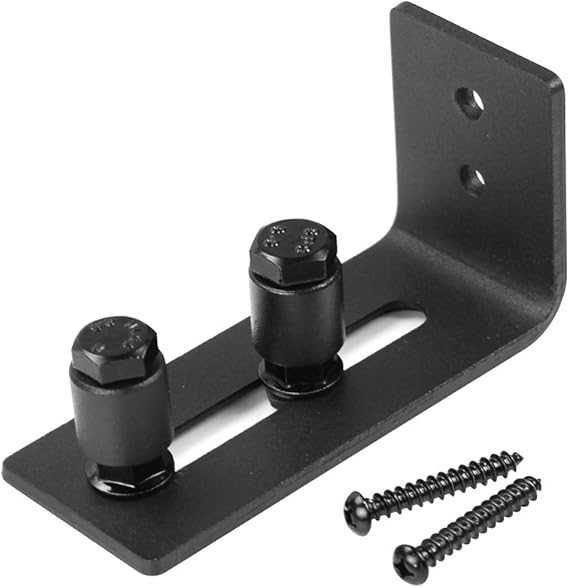 WINSOON Sliding Barn Door Guide Wall Mount Adjustable Double Roller Hardware for Bottom Black