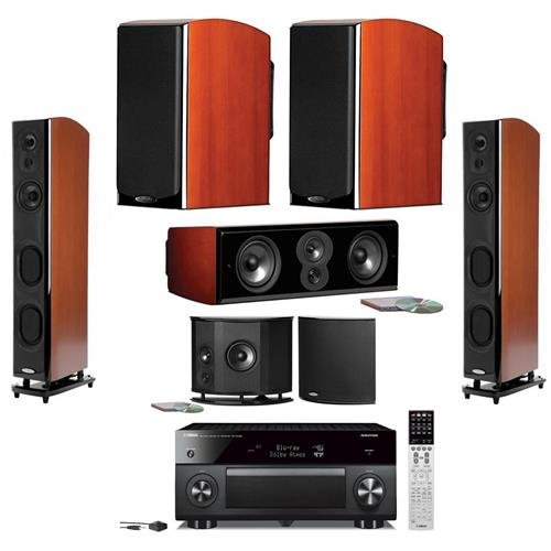 Polk Audio (Open Box) LSiM 5-Speaker Home Theater Bundle with 2x LSiM705 47in Tower, 2x LSiM703 Bookshelf Speaker, LSiM702 F/X Surround Speakers, LSiM706c Center Speaker, Yamaha RX-A2060 AV Receiver