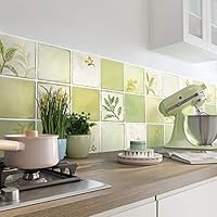 Simply Works Imports Peel and Stick Tile Backsplash | Kitchen or Bathroom Decorative Wall Covering| Removable Easy to Install | 2 Pack Lilies Design