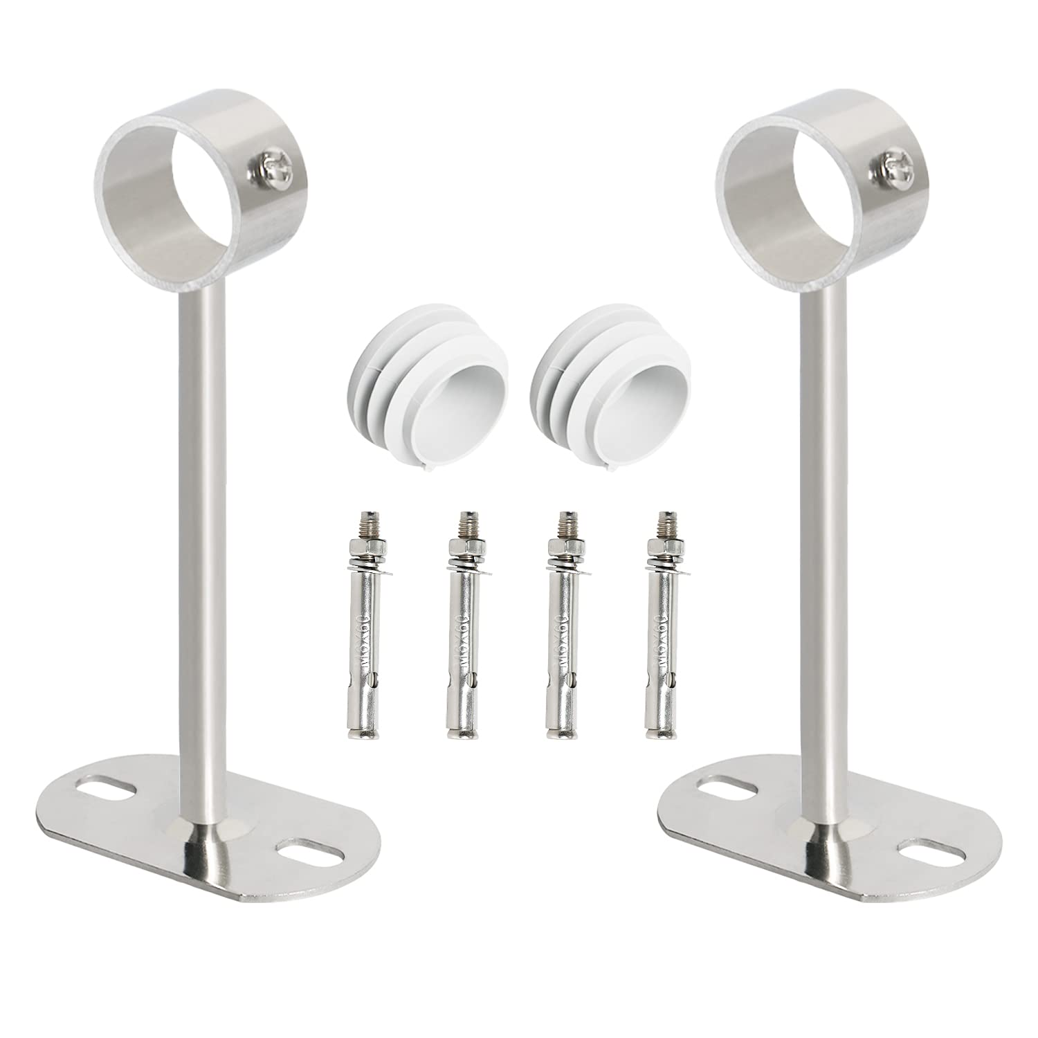 Aopin 2Pcs Ceiling Mount Bracket pipe hole diameter 32 mm(1-1/4"), length 250mm, suitable for ceiling or wall mounting, shower curtain closet tie rod support frame, curtain rod flange socket