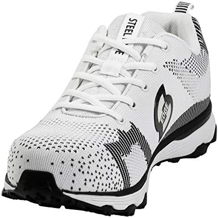 Steel Edge Trainer Style Safety Toe Shoes for Men, Solid Rubber Outsole, Slip Resistant Steel Toe Shoes Men, Synthetic Mesh Steel Toe Shoes, Athletic Men's Safety Toe Shoes