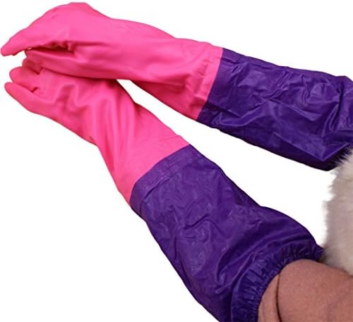 Bienen Long Household Dishwashing Cleaning Warm Gloves Rubber Glove(Pink)