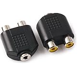 NANYI 3.5mm (1/8 Inch) Famale TRS to Two RCA Female Audio Heads, 3.5mm F One-Two RCA F Interconnect Audio Adapter, 2Pack (3.5