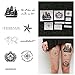 Tattify Nautical Themed Temporary Tattoos - Set Sail (Complete Set of 16 Tattoos - 2 of each Style) - Individual Styles Available - Fashionable Temporary Tattoos