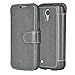 Mulbess Samsung Galaxy S4 Mini Leather Case - Wallet Case - Ultra Slim - Card Slot - Leather Flip Case for Samsung Galaxy S4 Mini i9190 - Gray