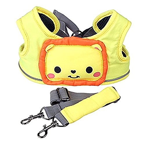 WYT Toddler Safety Walking Reins Harness Belt Adjustable Strap Walk Assistant,Yellow Lion