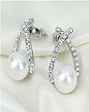 Silver Crystal Stud Earrings Brincos Perle Pendientes Bou Pearl Earrings For Woman