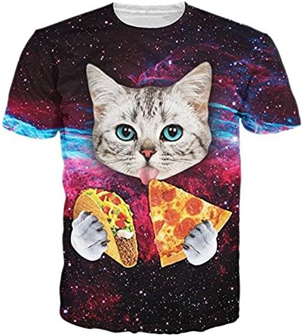 3d Galaxy Space Cat Printed Hip Hop Stylish Jersey T-Shirts