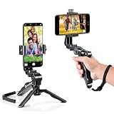 Zeadio Ergonomic Swivel Smartphone Handheld Grip Stabilizer Tripod Selfie Stick Handle Steadycam Kits, Fits iPhone Samsung Huawei Sony LG Nexus Nokia and all Phones (Color: Black, Tamaño: Standard Version)