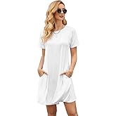 1stvital Women's Summer Dresses 2026 Casual T Shirt Dress Short Sleeve Loose Flowy Sundress Swing Tunic Dress with Pockets