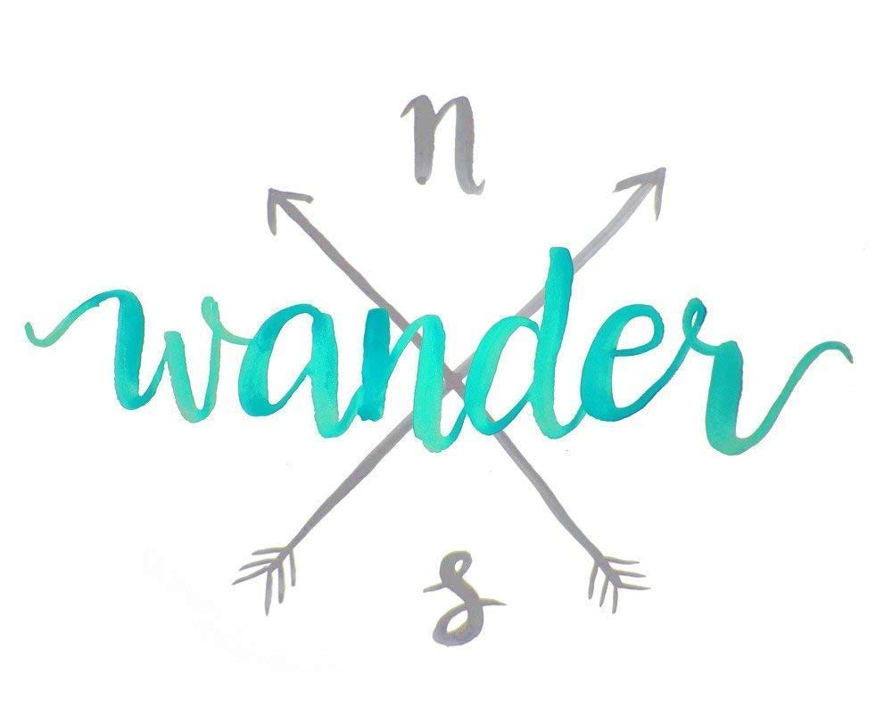 Wander Teal and Gray Wall Art Print Travel Quote Artwork Wanderlust Nautical Home Decor Unframed (8x10, Aqua)