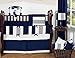 Sweet Jojo Designs Navy Blue, Gray and White Kids Bathroom Fabric Bath Teen Stripe Shower Curtain