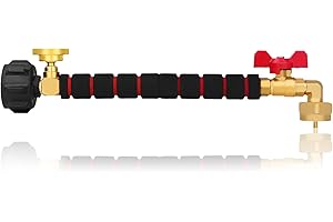 FOINWER Updated Propane Fitting Refill Adapter Valve for 1LB Gas Bottle Refillable Tank Cylinders,QCC Valve Connector,Brass/Metal,CGA600 Valve Connector, 9"Adapter length, safety Propane Refill Adapter Valve