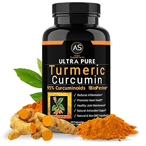 Angry Supplements Ultra Pure Turmeric Curcumin with BioPerine, Black Pepper Extract, 95% Curcuminoids, Best All Natural Powerful Antioxidant, Non-GMO, Joint Support, Heart Heath, Pain Relief (1-Pack)