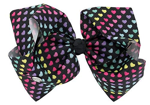 JoJo Siwa Signature Collection Hair Bow - Black Rainbow Heart Print