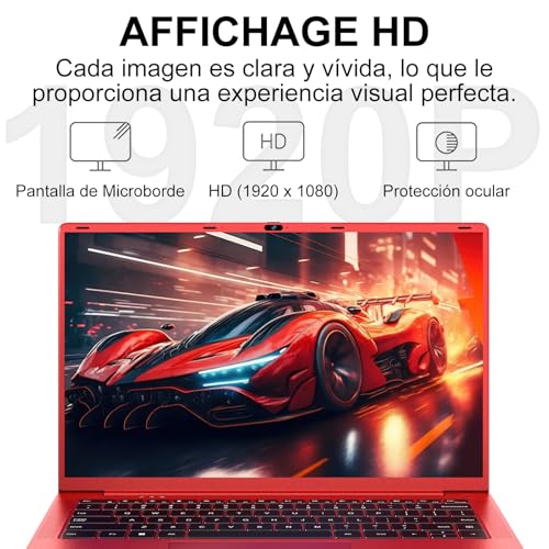 Laptop 14 Inch Celeron N5095 Upto 2.9 GHz Laptops 8GB RAM 256GB SSD TF 1TB LPDDR4 Win11 5G WiFi 1920*1080 FHD Mini HDMl Laptop Protective Film Spanish – Red Metallic Body59