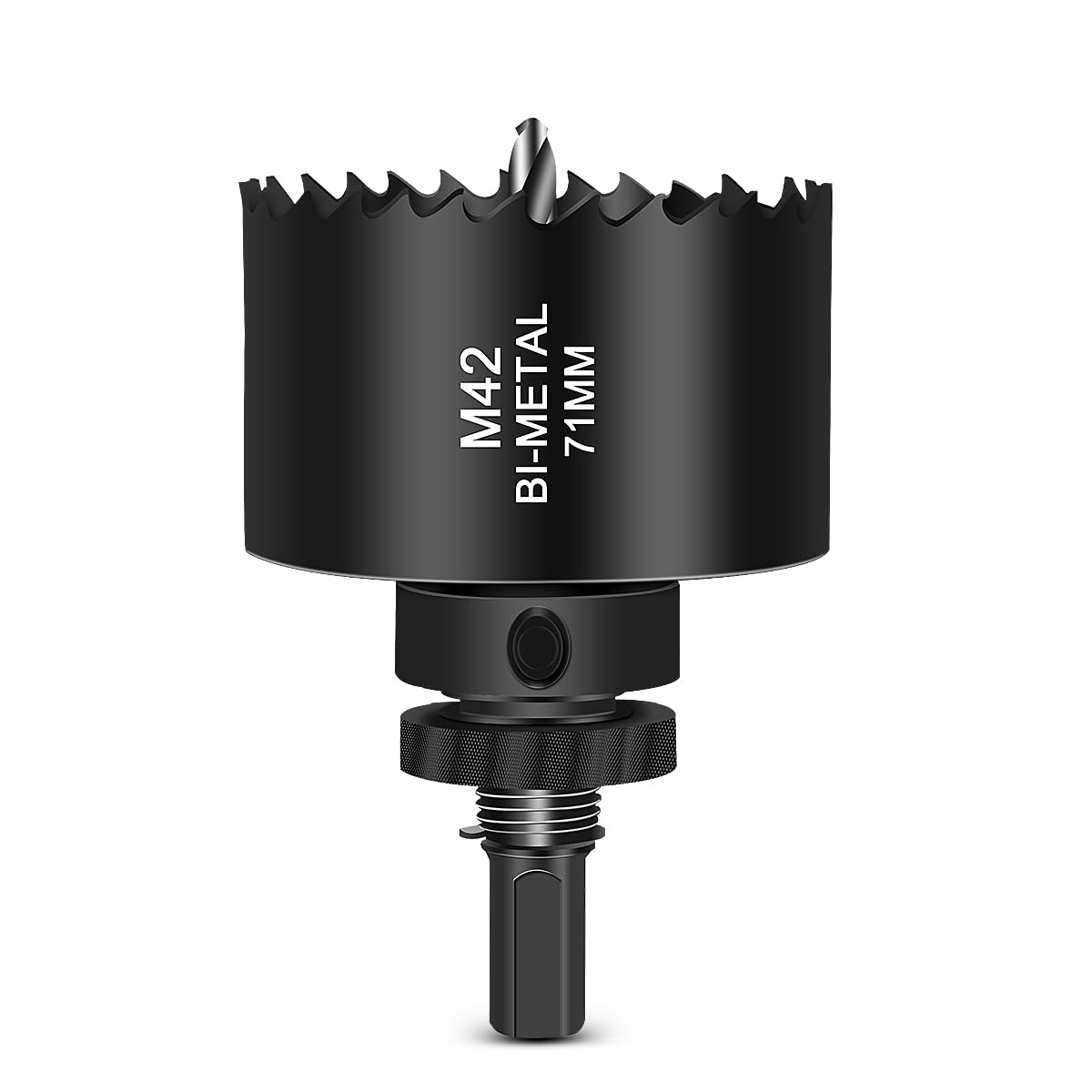 HOHXEN 71mm HSS Hole Saw, High Speed M42 Bi-Metal Wood Hole Dill Bit with Heavy Duty Arbor, Round Drill Cutter for Fiberboard, Wood, Plastic, Drywall, Thin Metal, Plasterboard, Copper - Black