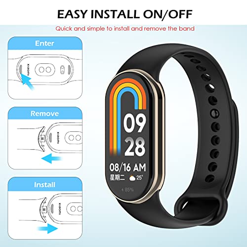 Xisair 3 Correas Compatible con Xiaomi Band 10 9 8 Pulsera Deportiva de Silicona, Pulseras de Repuesto para Miband 10/9/8 Correa Desmontaje Rápido, Transpirable, Impermeable