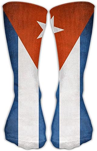 Mid Calf Length Socks Cuban Flag Basketball Sports Stockings Boot Crew Socks For Man Women