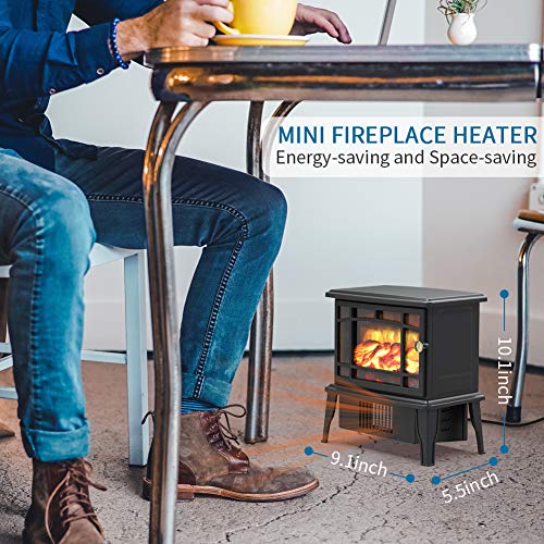 500w Small Desktop Fireplace Heater with 3D Realistic Flame Effect, Portable Electric Safe Heater for Indoor Use, Over-heat Protection, Decoration for Home Office, A Great Gift for Winter Festival - Thumbnail 5