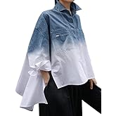 UOOZEE Women's Collar Long Sleeve Boyfriend Shirt Loose Oversized Business Casual High Low Tops Blouse
